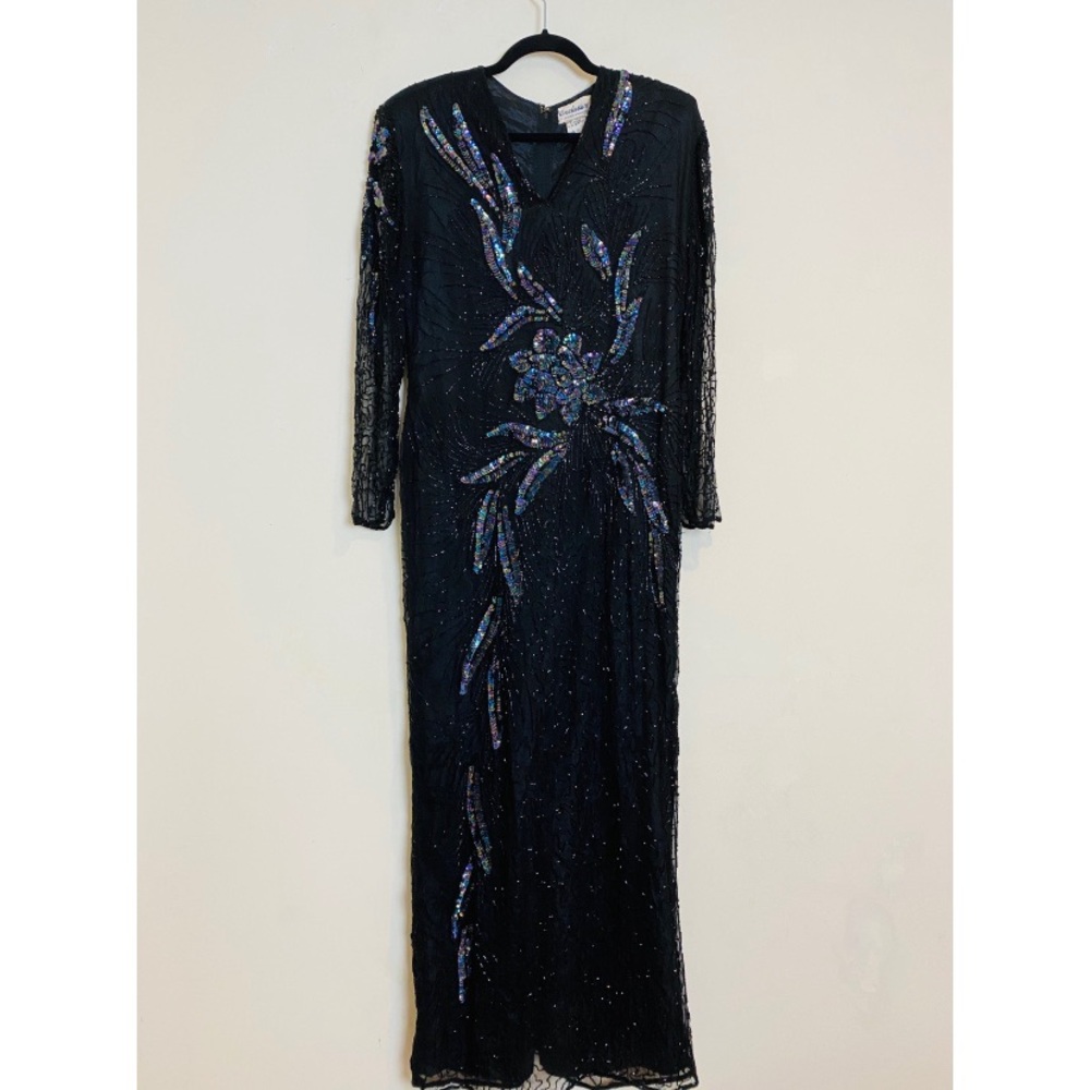 80’s beaded black evening gown MINT